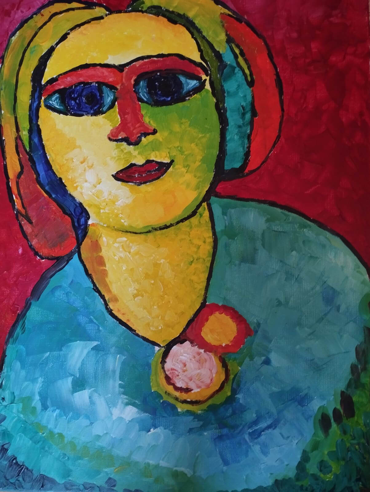 Mia M.: "Die Königin der Herzen"; Acryl auf Leinwand, 50 x 70 cm, 2007; Verso signiert und datiert