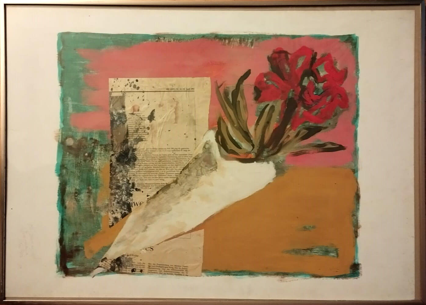 Viktor Nono: "Blumenbild für meine Mutter"; Mischtechnik auf Papier, 50 x 70 cm