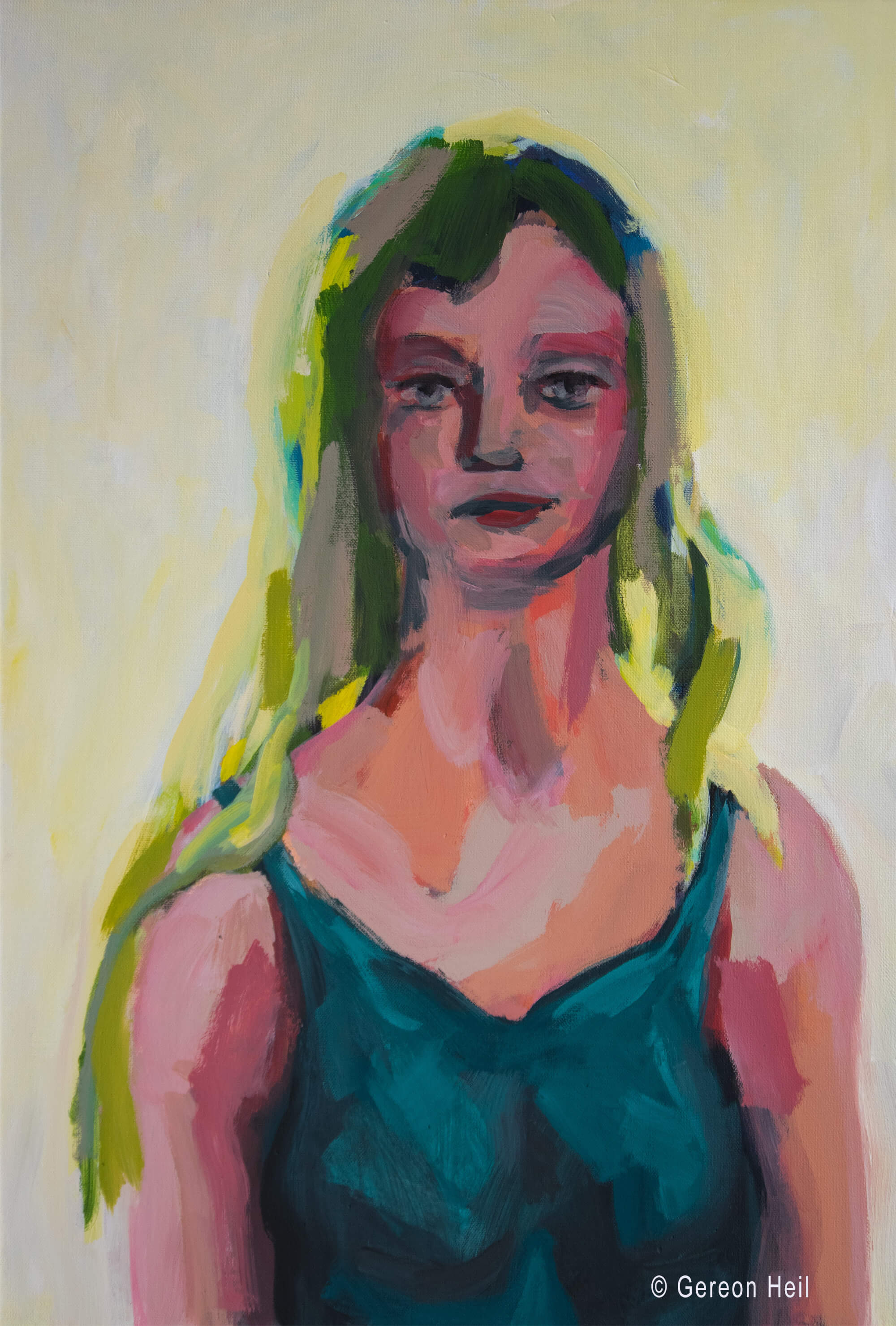 Gereon Heil, PORTRÄT IM GEGENLICHT, Acryl auf Leinwand, 90 x 60 cm, 2025