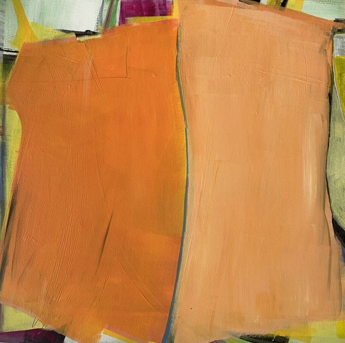 Karin Thiel, Milde Orange 50x50 cm, Acryl, Leinwand, 2025