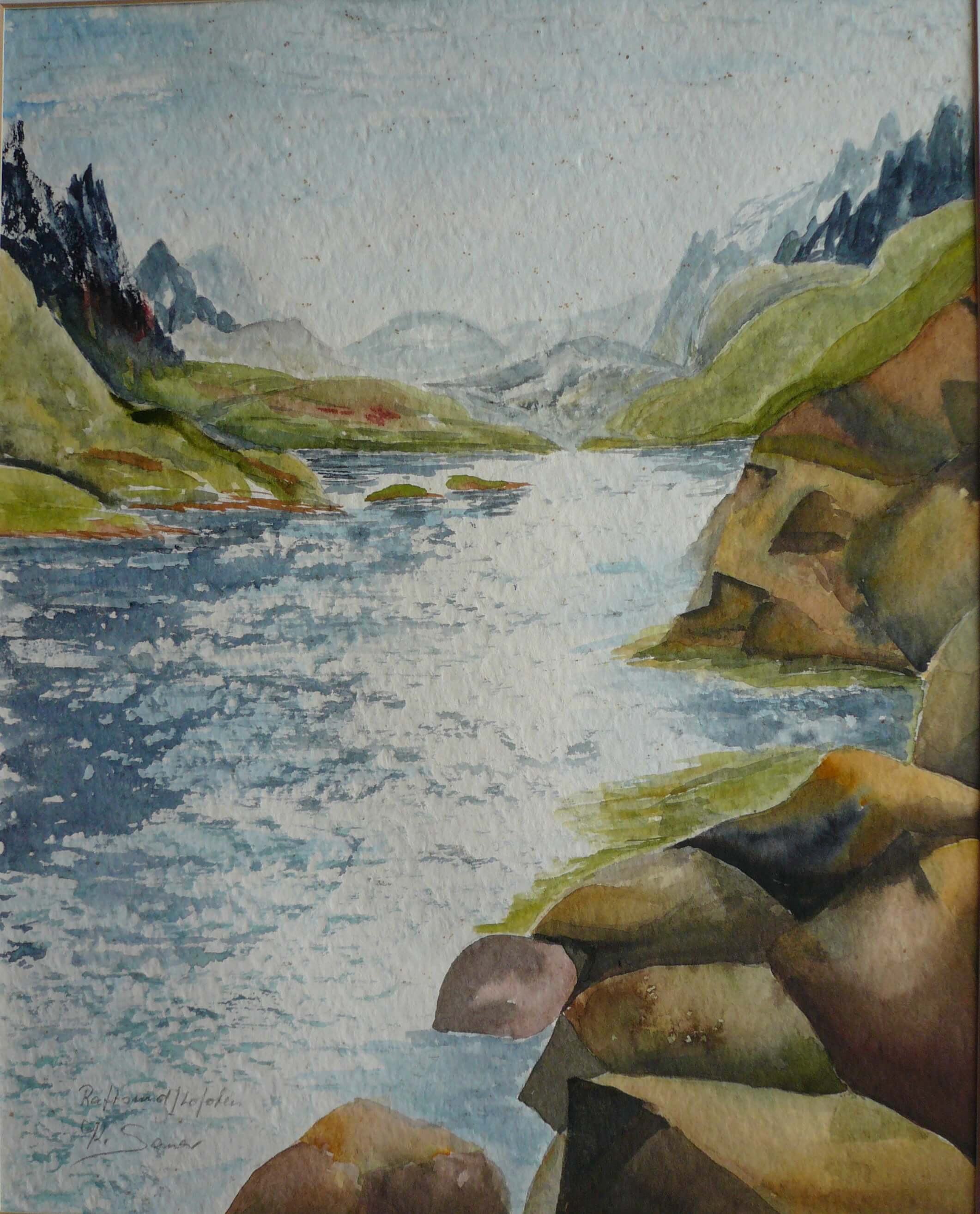 Aquarell, Raftsund, Lofoten, vor Ort gemalt